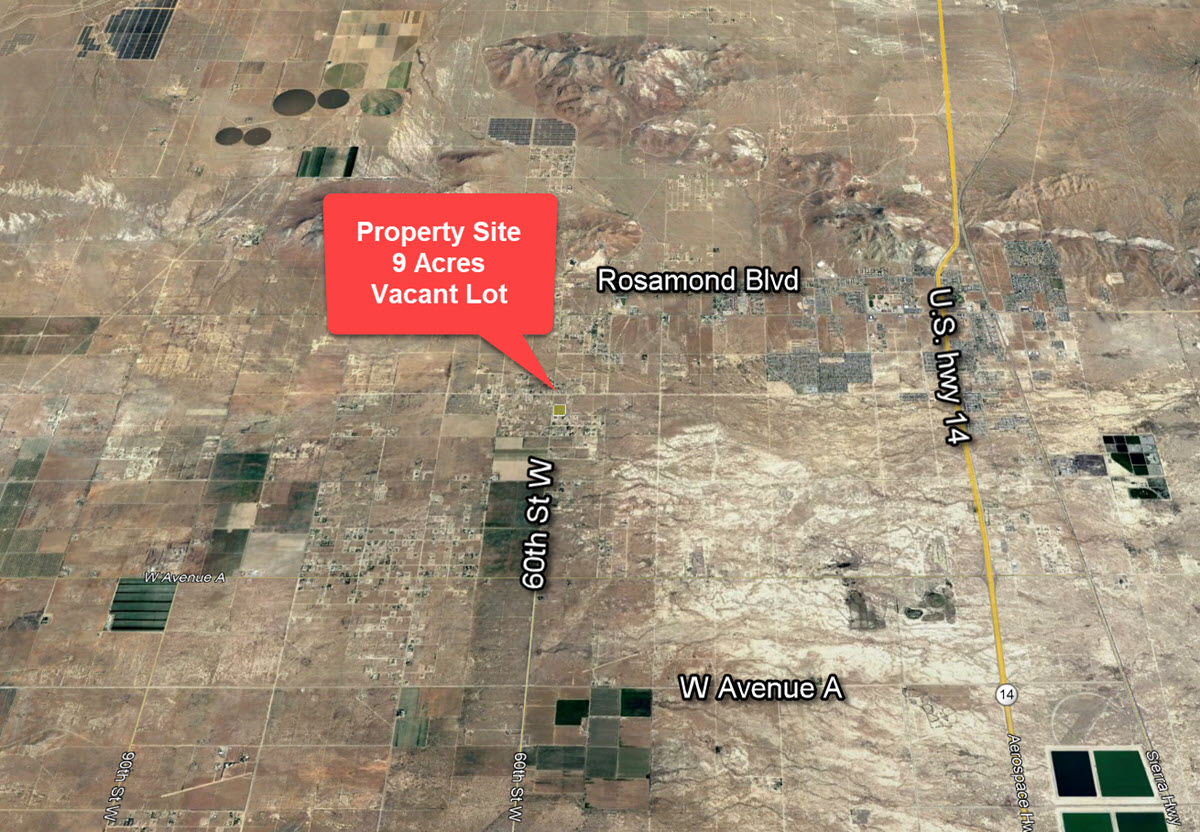 9.2 acres in Rosamond Utilities Nearby (video)