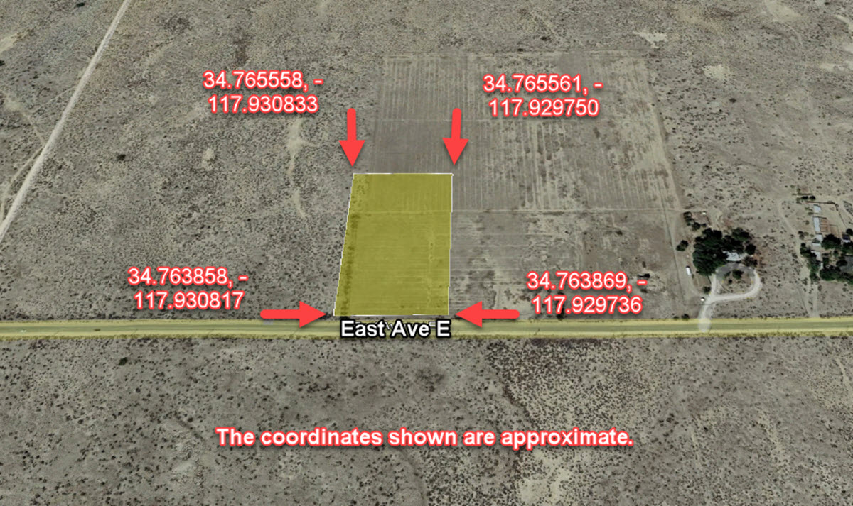 ImageOfProperty_Map1_Coordinates_3310004046 4.6 Acres in Lancaster, CA