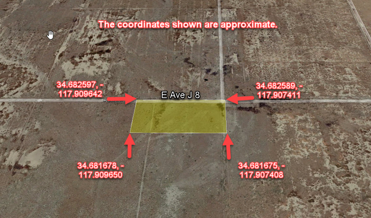 ImageOfProperty_Map1_Coordinates_3368023037 5 Acres West of Lancaster, CA