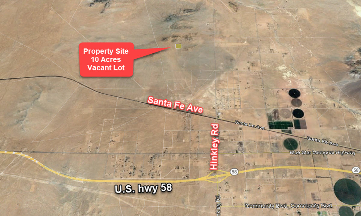 10 acres of beautiful Scenic Residential land in the Community of Hinkley, CA